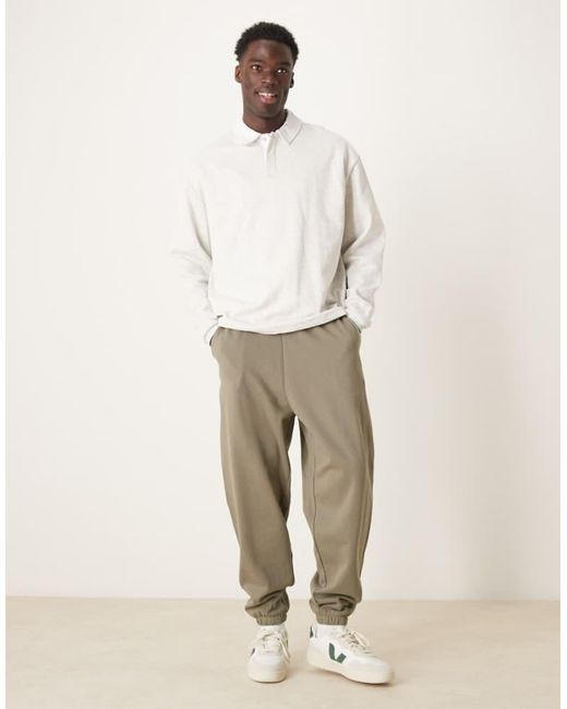 ASOS Natural Oversized Joggers With Contrast Stitching for men