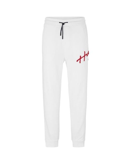 HUGO White Drog Jogger Trousers for men