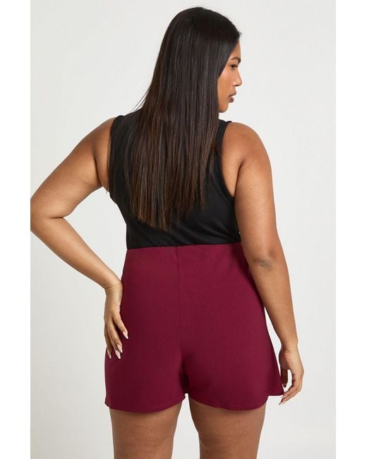 Boohoo Red Plus Bengaline Wrap Skort