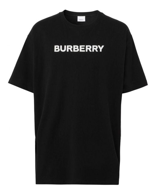 Burberry Harriston Merkprint Katoenjersey T-shirt Zwart in het Black voor heren