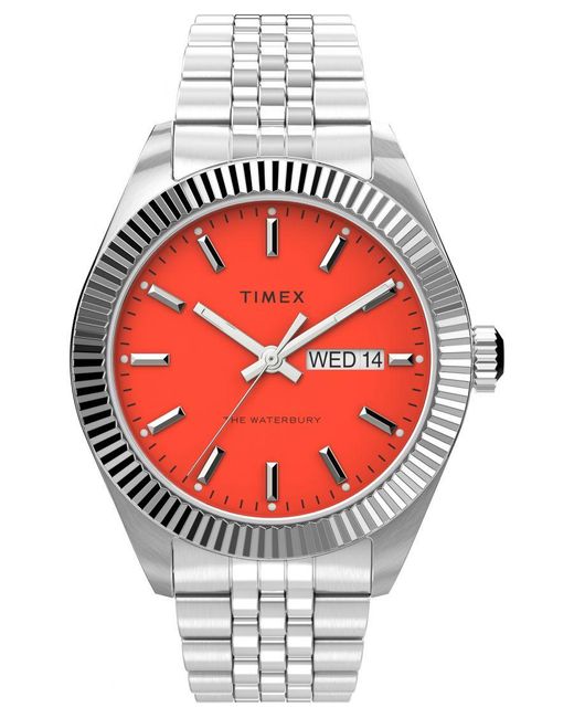 Timex Red The Waterbury Silver Watch Tw2v17900 Stainless Steel for men