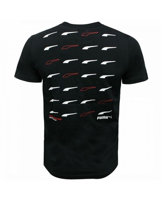 PUMA Black Graphic Logo Short Sleeve Crew Neck T-Shirt 597335 01 Cotton for men
