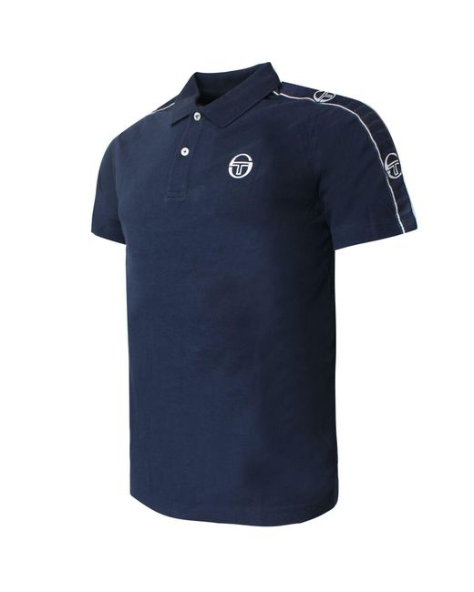 Sergio Tacchini Blue Foley Polo Shirt Taped Top 38731 200 Textile for men