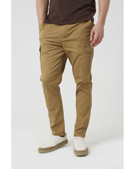 Brave Soul Natural Cotton Twill Cargo Style Chino Trousers for men