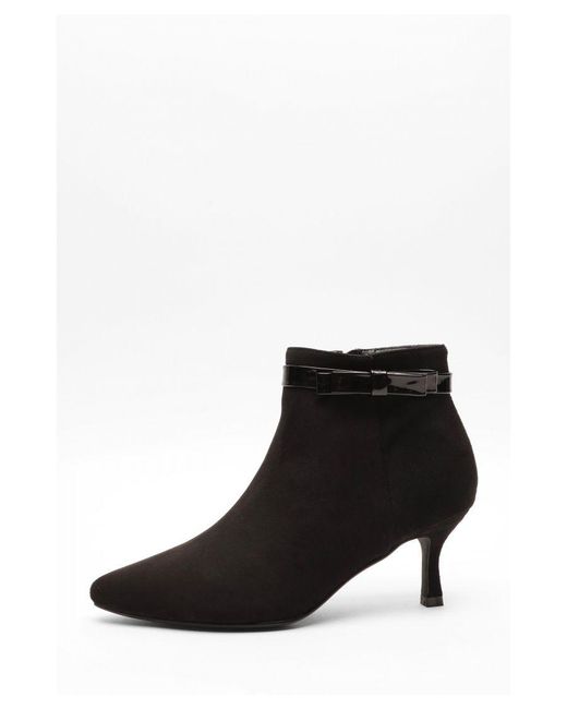 Quiz Black Wide Fit Bow Ankle Boot