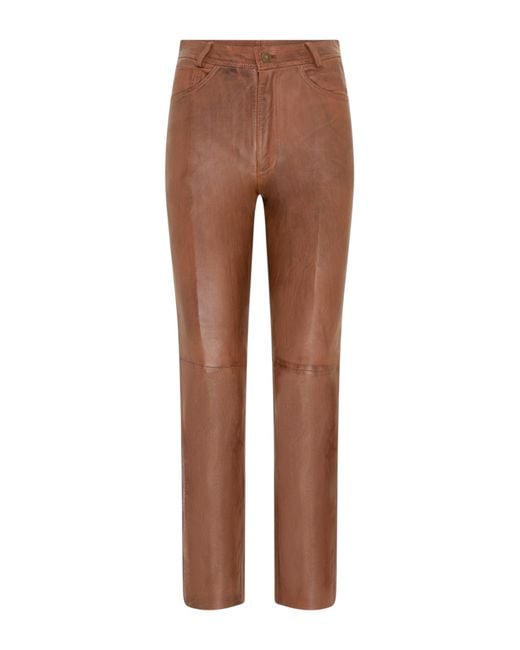 Infinity Leather Brown Lamb 501 Biker Jeans