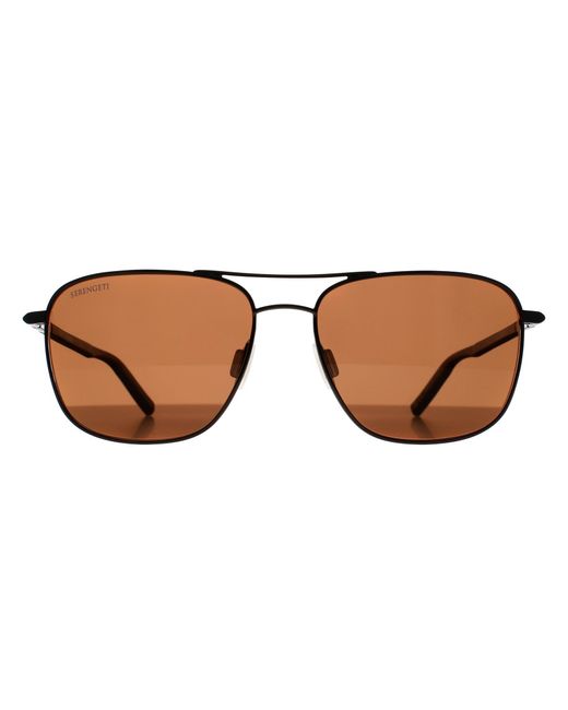 Serengeti Brown Aviator Shiny Gunmetal Mineral Polarized Drivers Spello for men