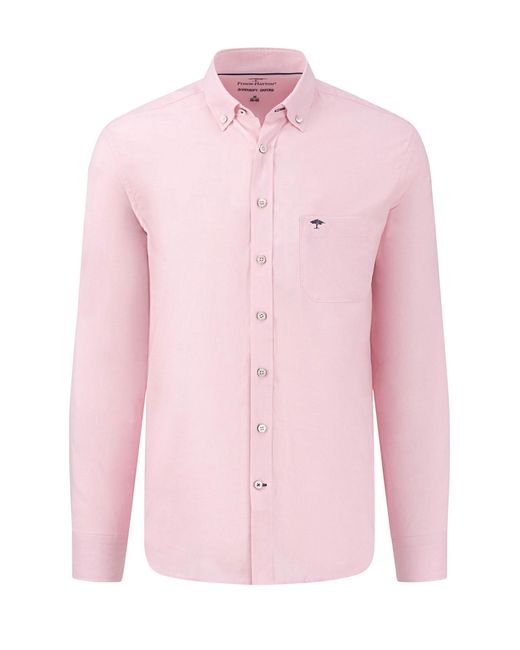 Fynch-Hatton Pink Long Sleeved Oxford Button Down Collar Shirt Cotton for men