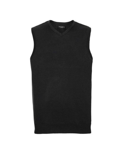 Russell Black Collection Knitted V Neck Sleeveless Sweatshirt ( Marl) for men