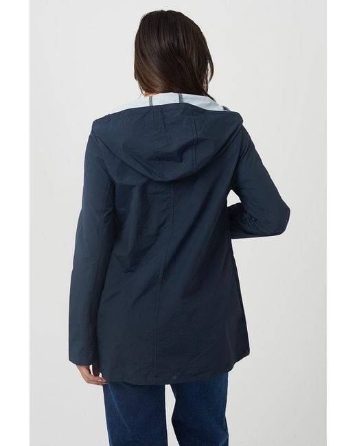 Brave Soul Blue Lightweight Coated Hooded Jacket