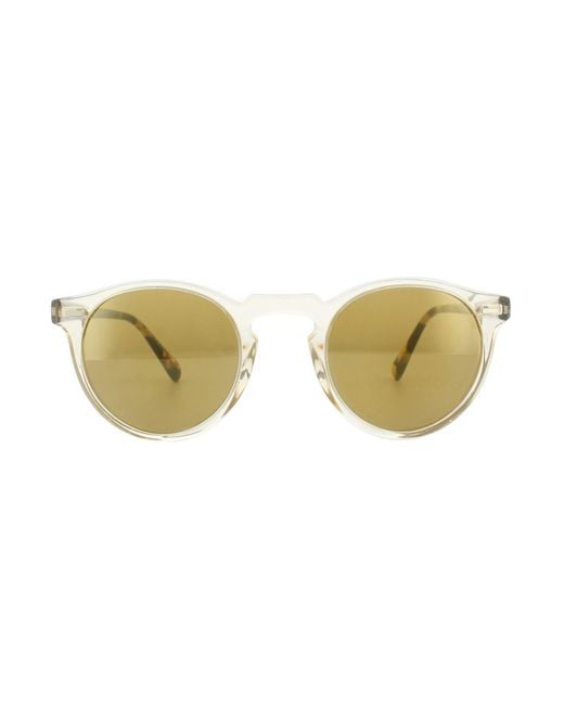Oliver Peoples Brown Sunglasses Gregory Peck 5217 1485W4 Honey Dark Mirror for men