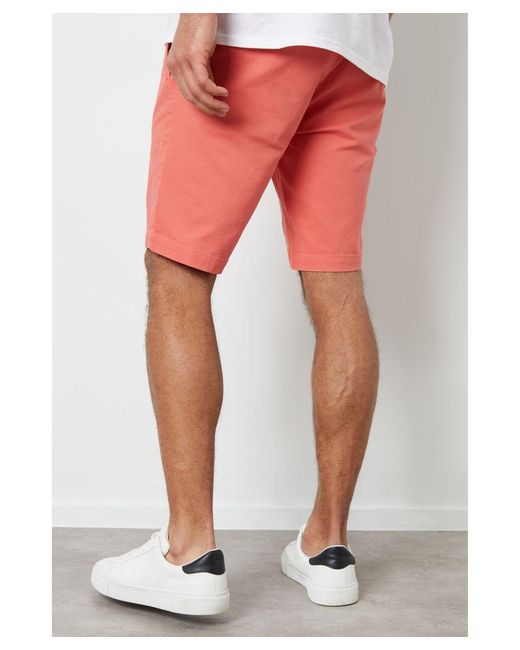 Threadbare Pink Cotton 'Northsea' Slim Fit Chino Shorts for men