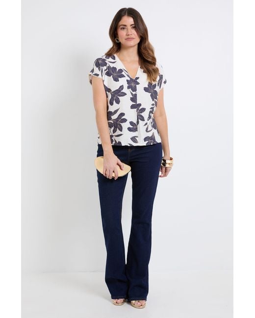 Wallis White Floral Grown On Sleeve Lace Detail Top