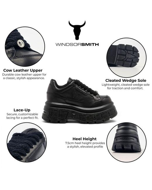 Windsor Smith Black Chunky Leather Sneakers