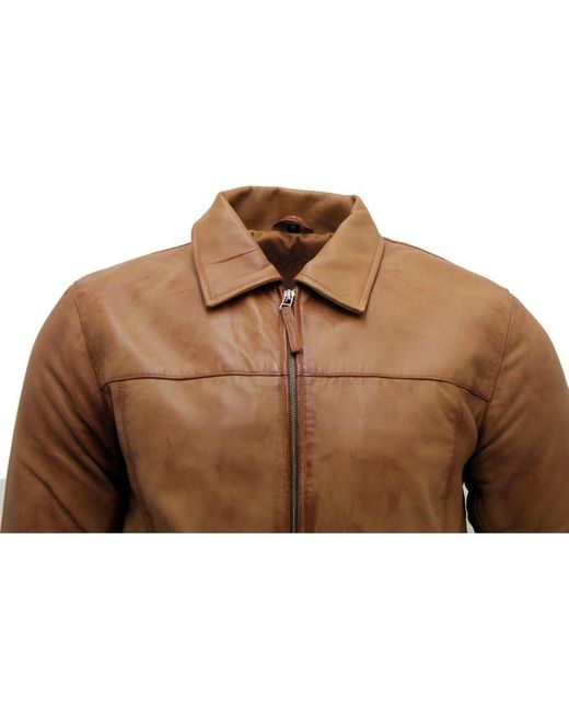 Infinity Leather Brown Retro Nappa Biker Jacket for men