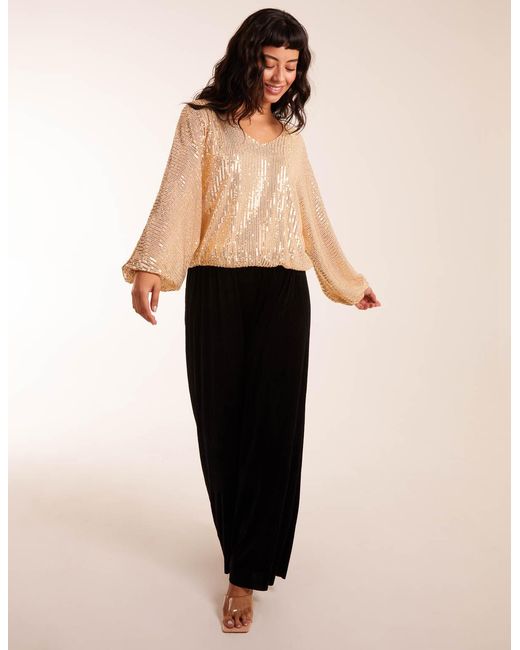 Blue Vanilla Natural Sequin Batwing Blouse