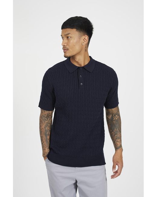 Brave Soul Blue Short Sleeve Polo Shirt for men
