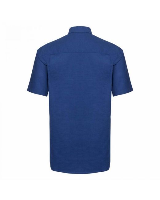 Russell Blue Collection Short Sleeve Easy Care Oxford Shirt (Bright Royal) for men