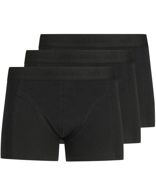 Jack & Jones Black 3 Pack Trunks for men