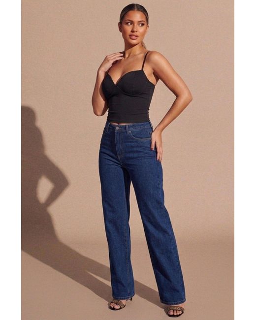 Femme Luxe Blue Lightweight Padded Sweetheart Neck Strappy Corset Top