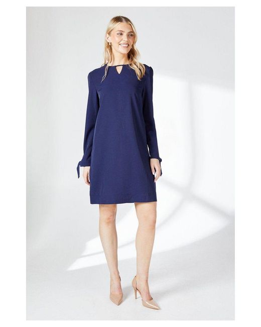 PRINCIPLES Blue Crepe Stitch Detail Shift Dress