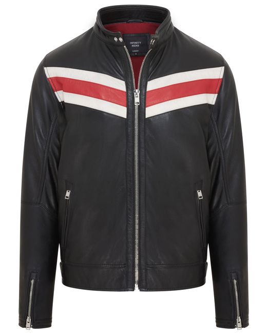Infinity Leather Black Café Racer Biker Jacket for men