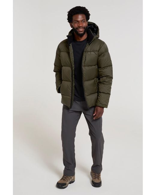 Mountain Warehouse Green 'Frost' Padded Down Jacket Water Resistant Warm Hooded Puffer Winter Coat Polyamide for men