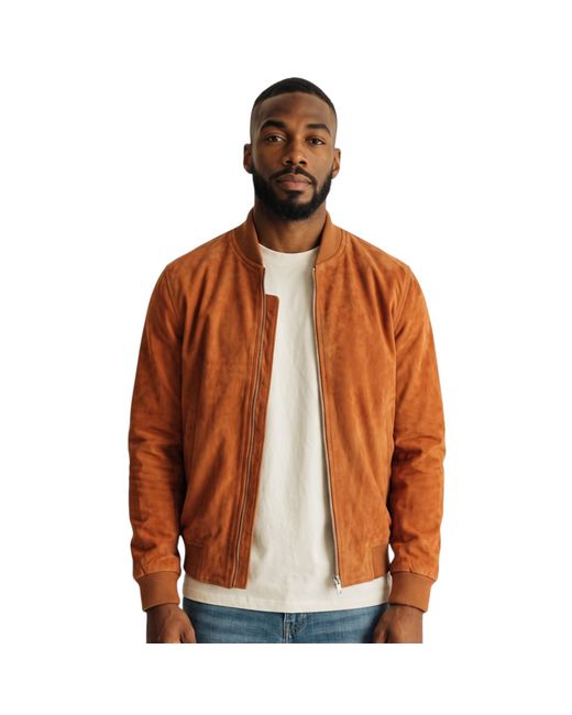 Infinity Leather Brown Goat Suede Ma-1 Bomber Jacket-Antalya for men