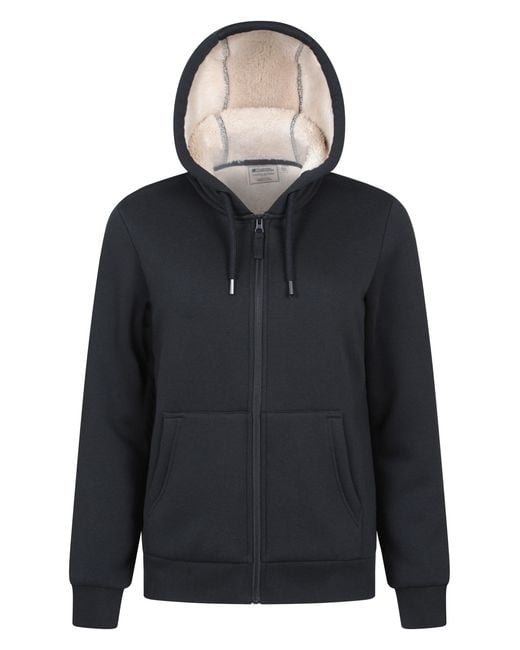 Mountain Warehouse Blue 'Dalton' Sherpa Lined Hoodie Adjustable Hood Warm Cosy Jumper