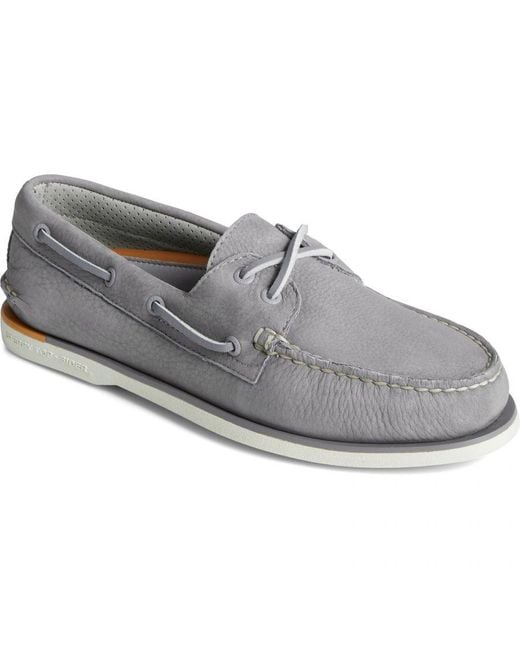 Sperry Top-Sider Gray Authentic Original 2-Eye Nubuck Classic Slip On Shoes for men