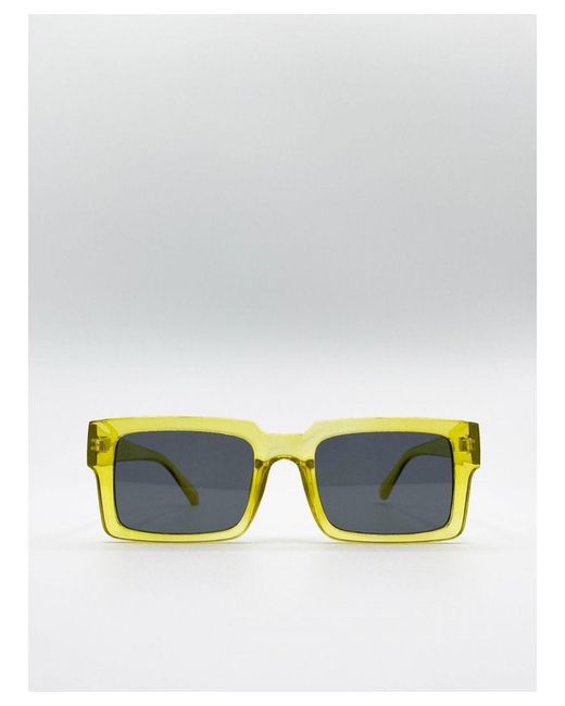 SVNX Yellow Square Crystal Frame Sunglasses