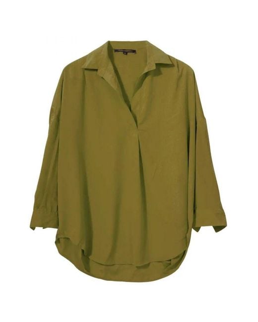 French Connection Green Open Collar Henley Shirt