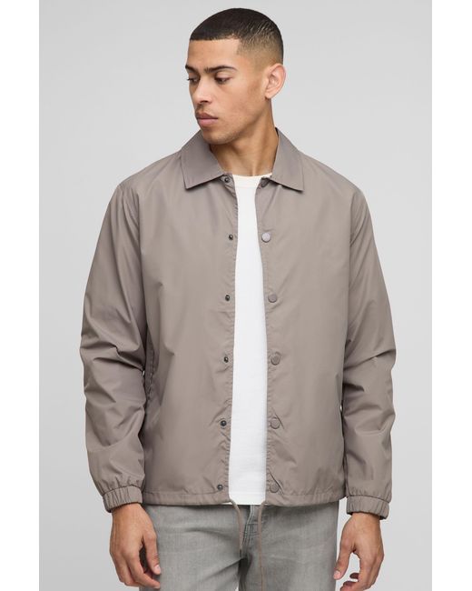 BoohooMAN Brown Regular Fit Collared Coach Jacket for men