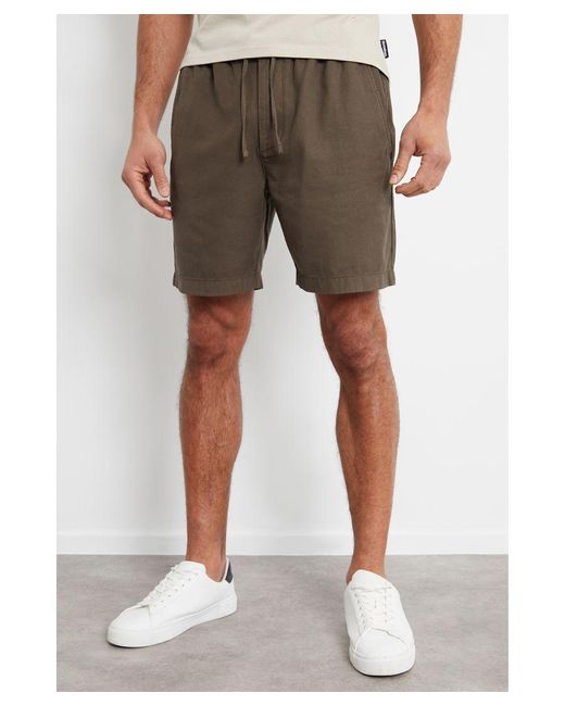 Threadbare Green 'Lent' Cotton Lyocell Jogger Style Shorts for men