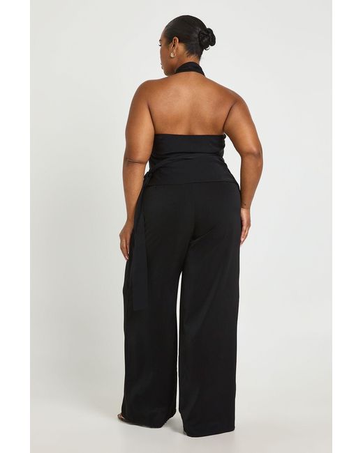 Boohoo Black Plus Woven Cowl Wrap Drape Co-Ord
