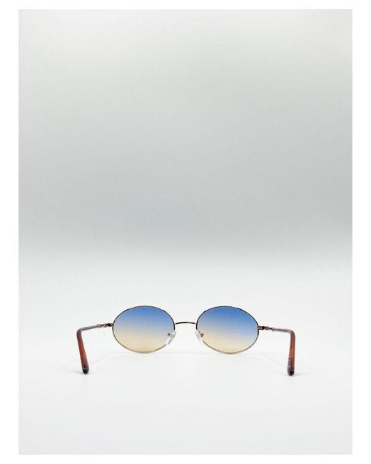 SVNX White Classic Round Sunglasses With Sunset Lenses