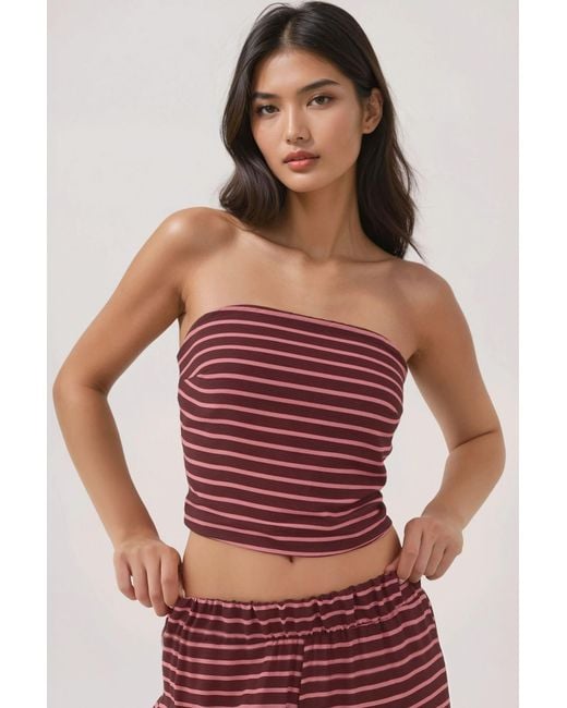 Hiccup Red Striped Strapless Top & Pants Two-Piece Coord Set