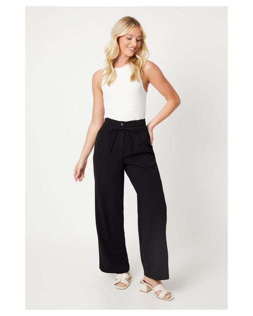 Dorothy Perkins White Paperbag Elasticated Waist Trouser