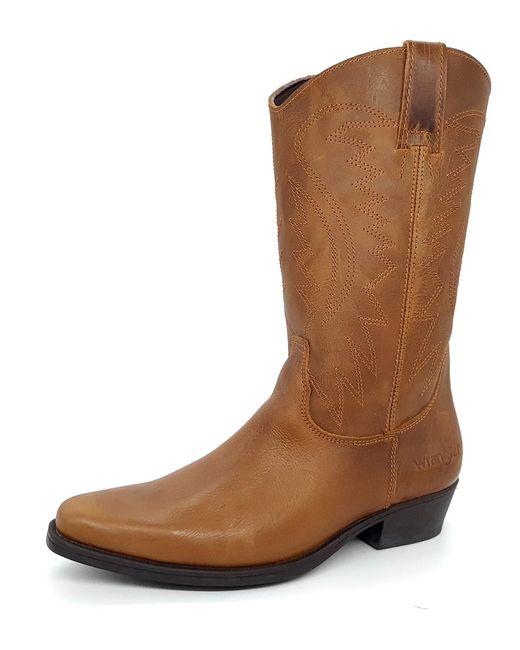 Wrangler Brown Tex Hi Leather Biker Chelsea Cowboy Boots for men