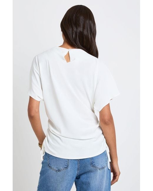 Boohoo White Tall Loose Ruched Side Body Top