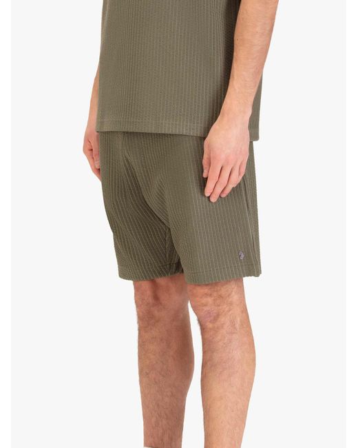 Luke 1977 Green Waffle Textured Shorts for men