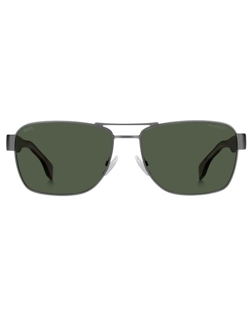 Boss Green Matte Ruthenium Dark Havana Legs Lensed Sunglasses for men