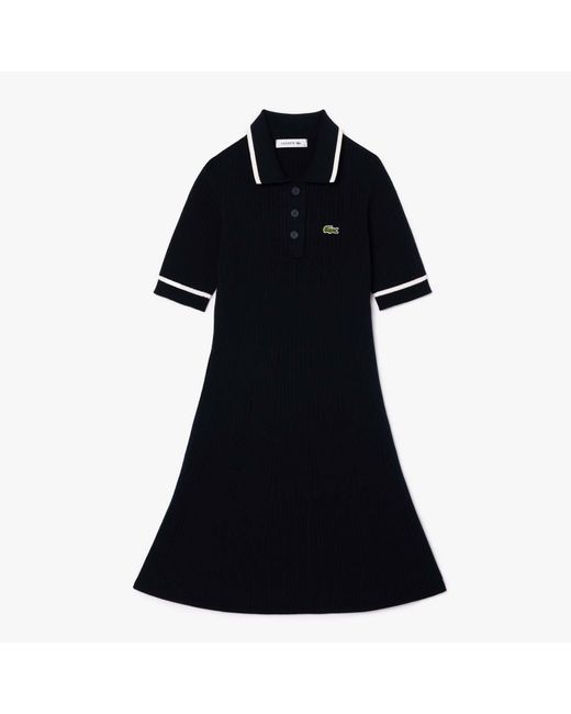 Lacoste Dames 3d Naadloze Flared Polojurk In Blauw in het Black