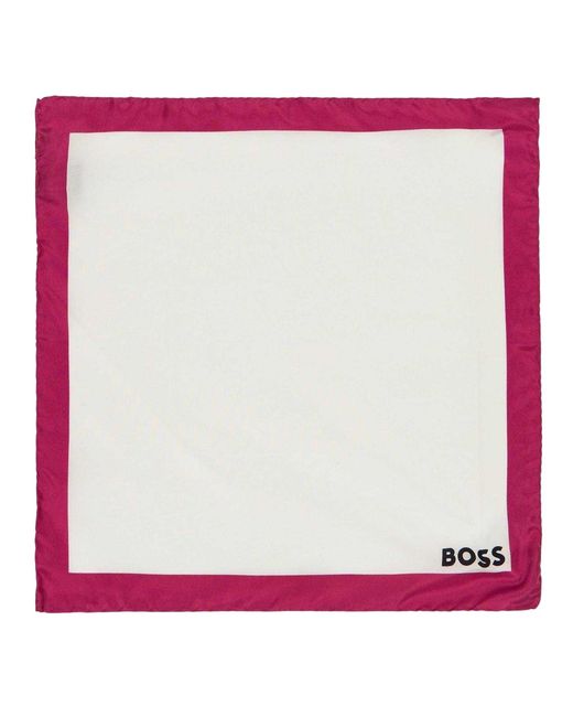 Boss Pink Bordered Pocket Square