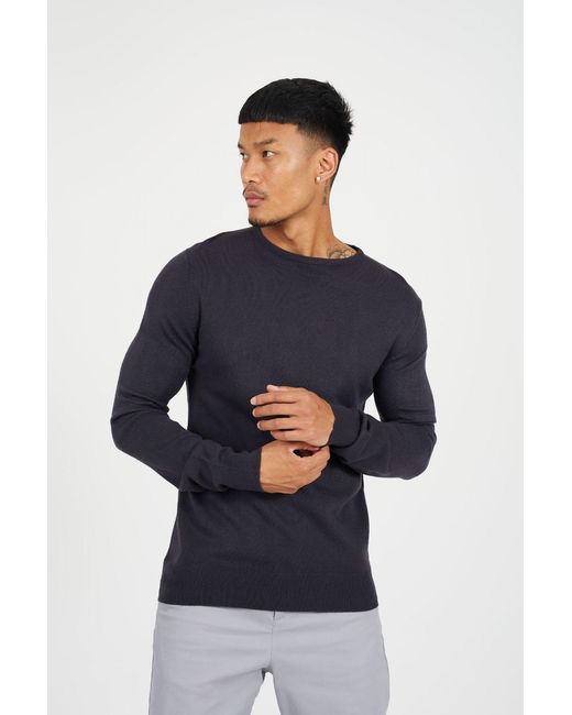 Brave Soul Blue 2 Pack Crew Neck Knit Jumpers for men