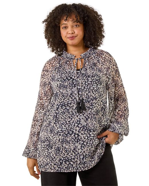 Roman Natural Curve Georgette Keyhole Top