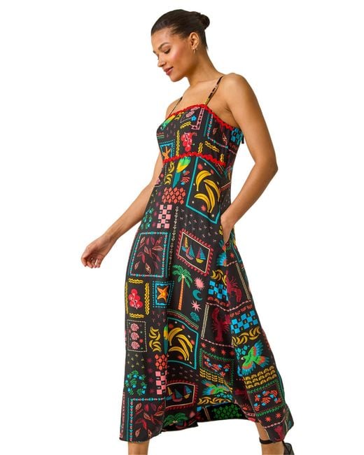 Roman White Postcard Ric Rac Midi Dress