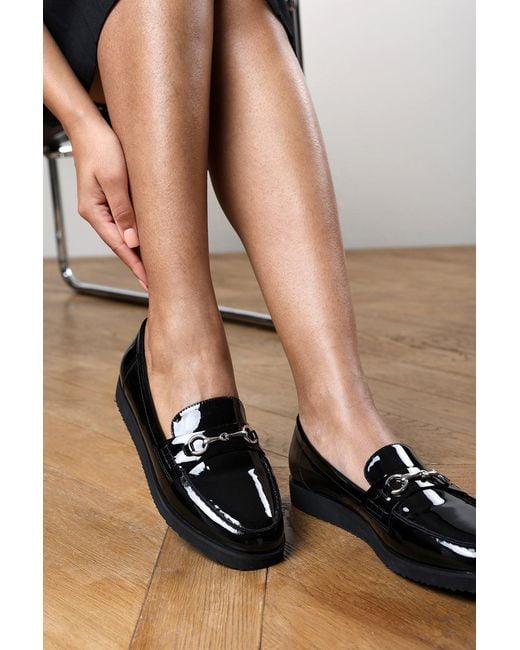 Where's That From Black Wheres 'Ivexa' Wide Fit Flat Loafers With Buckle Detail