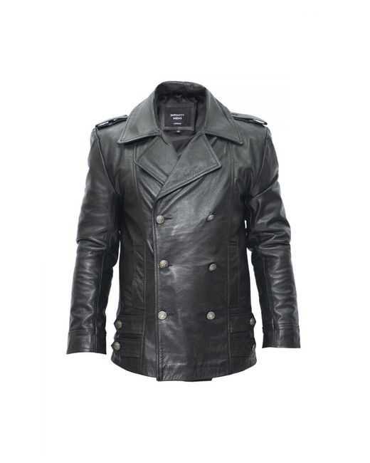 Infinity Leather Gray Cowhide Peacoat-Leiden for men