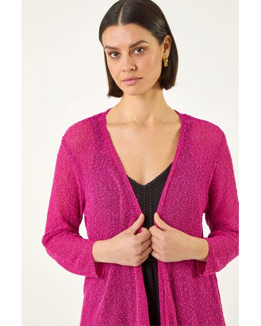 Roman Pink Textured Shimmer Knit Shrug